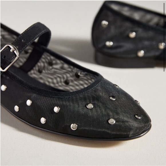 Jeffrey Campbell for Anthropologie Studd Flats Mary Jane mesh black size 9 1/2 - Picture 1 of 8